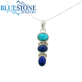 Sterling Silver Turquoise and Lapis Necklace -18"